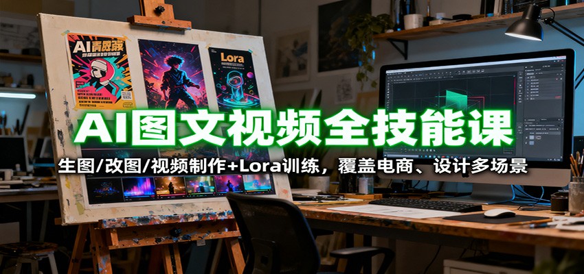 AI图文视频全技能课：生图/改图/视频制作+Lora训练，覆盖电商 、设计多场景-zhichuangquan
