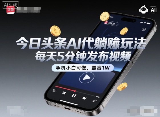 今日头条AI代躺賺玩法，每天5分钟发布视频，手机小白可做，最高1W+【揭秘】-zhichuangquan