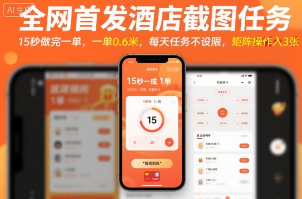 全网首发酒店截图任务，15秒做完一单，一单0.6米，每天任务不设限，矩阵操作日入3张【揭秘】-zhichuangquan