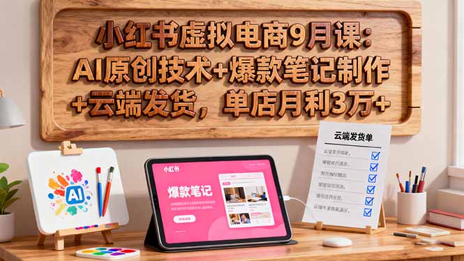 小红书虚拟电商9月课：AI原创技术+爆款笔记制作+云端发货，单店月利3万+-zhichuangquan