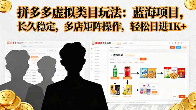 拼多多虚拟类目玩法，蓝海项目，长久稳定，多店矩阵操作，轻松日进1K+-zhichuangquan