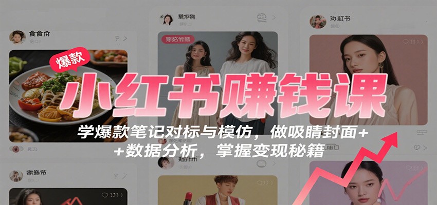 小红书赚钱课：学爆款笔记对标与模仿，做吸睛封面 + 数据分析，掌握变现秘籍-zhichuangquan