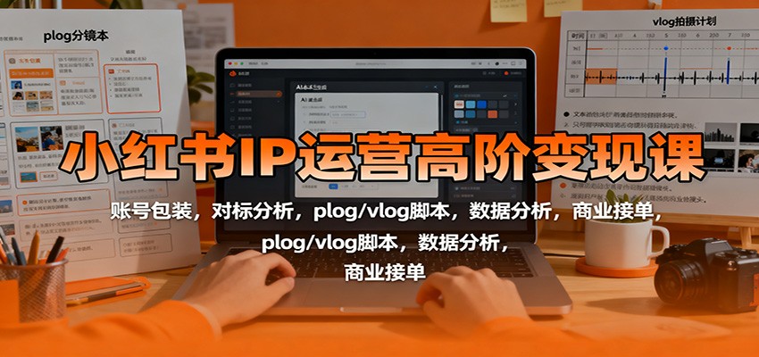 小红书IP运营高阶变现课：账号包装，对标分析，plog/vlog脚本，数据分析，商业接单-zhichuangquan