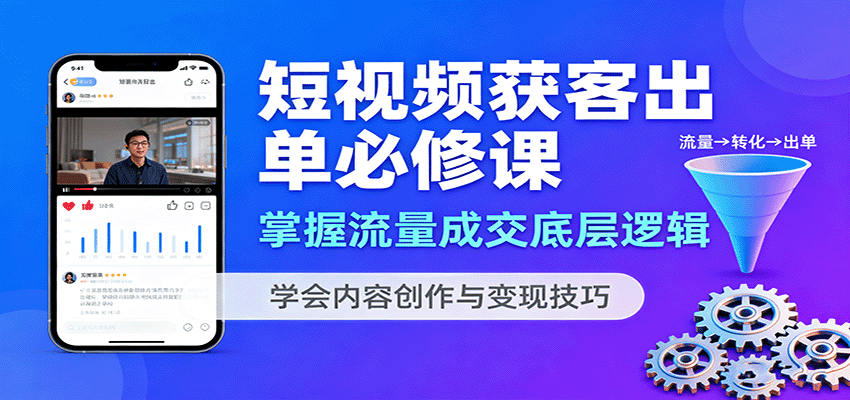 短视频获客出单必修课：掌握流量成交底层逻辑，学会内容创作与变现技巧-zhichuangquan