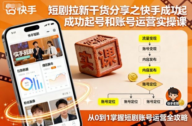 短剧拉新干货分享之快手成功起号和账号运营实操课-zhichuangquan