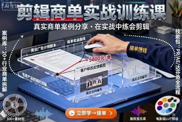 剪辑商单实战训练课，真实商单案例分享，在实战中练会剪辑-zhichuangquan
