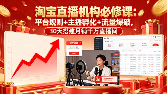 淘宝直播机构必修课：平台规则/主播孵化/流量爆破,30天搭建月销千万直播间-zhichuangquan
