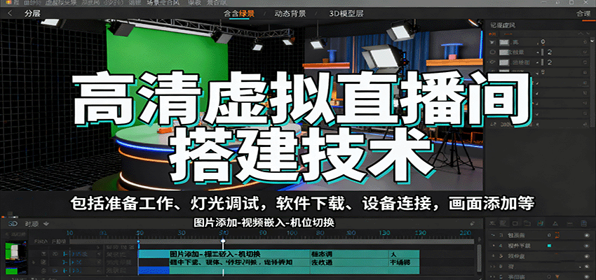 高清虚拟直播间搭建技术，包括准备工作、灯光调试，软件下载、设备连接，画面添加等-zhichuangquan
