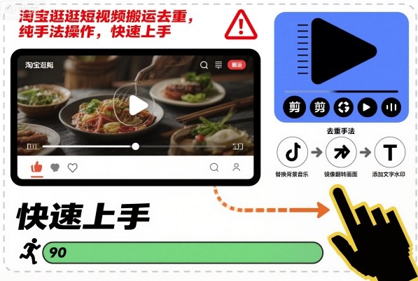 淘宝逛逛短视频搬运去重，纯手法操作，快速上手-zhichuangquan