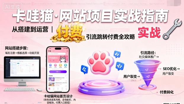 卡哇猫·网站项目，网站搭建与运营以及引流跳转付费-zhichuangquan