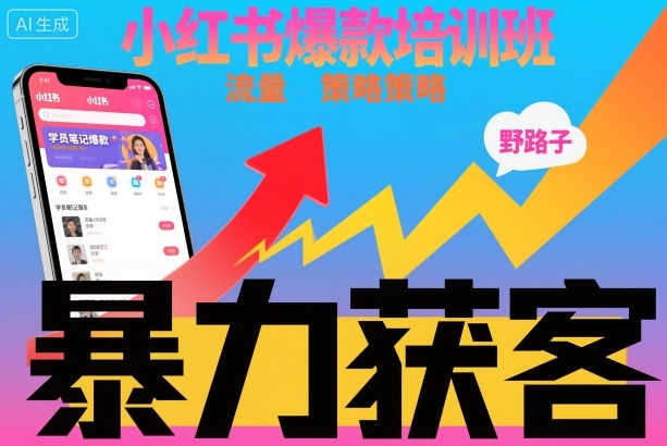 小红书爆款培训班，小红书获客野路子流量打法，暴力持续获客-zhichuangquan