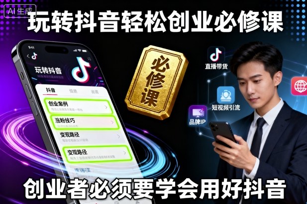 玩转抖音轻松创业必修课，创业者必须要学会用好抖音-zhichuangquan