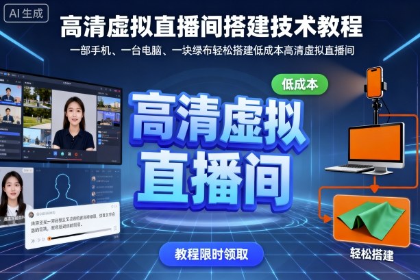 高清虚拟直播间搭建技术教程，一部手机、一台电脑、一块绿布轻松搭建低成本高清虚拟直播间-zhichuangquan