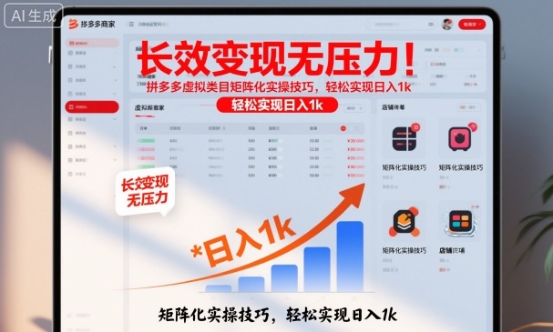 长效变现无压力！拼多多虚拟类目矩阵化实操技巧，轻松实现日入1k【揭秘】-zhichuangquan