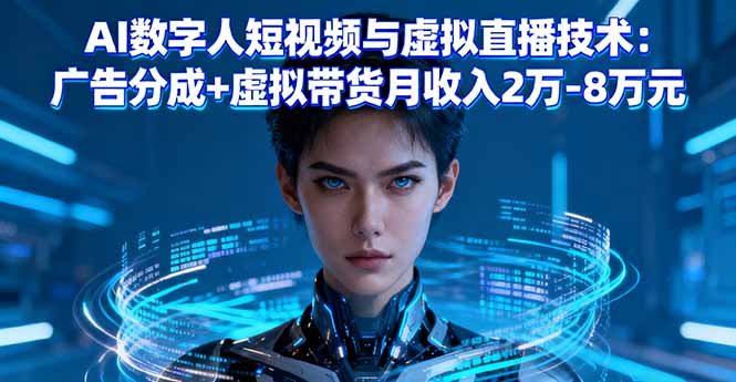 AI数字人短视频与虚拟直播技术：广告分成+虚拟带货月收入2万-8万元-zhichuangquan