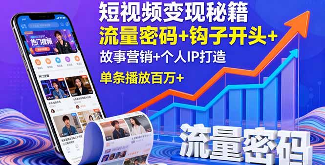 短视频变现秘籍，流量密码+钩子开头+故事营销+个人IP打造，单条播放百万+-zhichuangquan