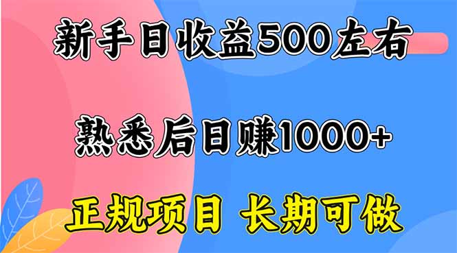 新手日收益500+ 正规项目 长期可做-zhichuangquan