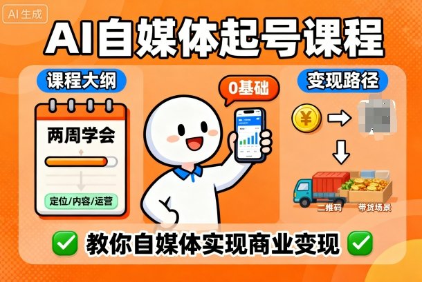 AI自媒体起号课程，0基础小白两周学会，教你自媒体实现商业变现-zhichuangquan