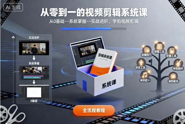 从零到一的视频剪辑系统课，从0基础--系统掌握--实战进阶，学拍视频剪辑-zhichuangquan