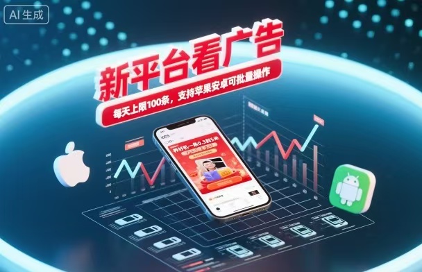 新台看广告，养好机一条5毛到5块，单机日入30到100，支持苹果安卓，可批量操作。-zhichuangquan