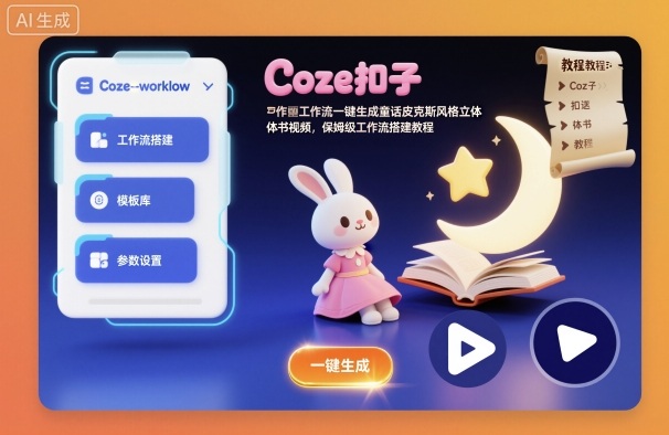 Coze扣子工作流一键生成童话皮克斯风格立体书视频，保姆级工作流搭建教程-zhichuangquan