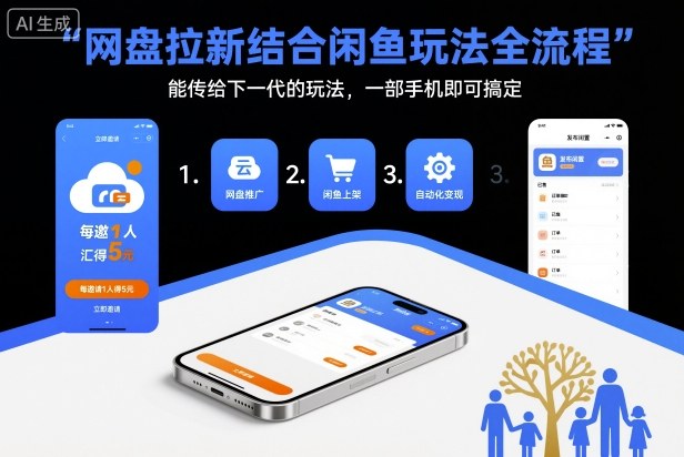网盘拉新结合闲鱼玩法全流程，能传给下一代的玩法，一部手机即可搞定(附入口渠道以及实操教程)-zhichuangquan