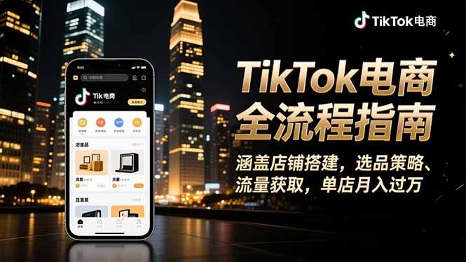 TikTok电商全流程指南，涵盖店铺搭建、选品策略、流量获取，单店月入过万-zhichuangquan