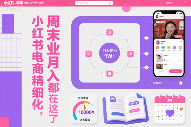 小红书电商精细化运营全流程，周末副业月入1W+，全套方法都在这了-zhichuangquan