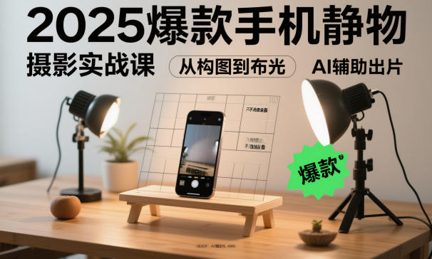 2025爆款手机静物摄影实战课，从构图到布光，不用贵设备，AI辅助出片-zhichuangquan