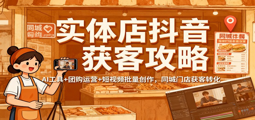 实体店抖音获客攻略：AI工具+团购运营+短视频批量创作，同城门店获客转化-zhichuangquan