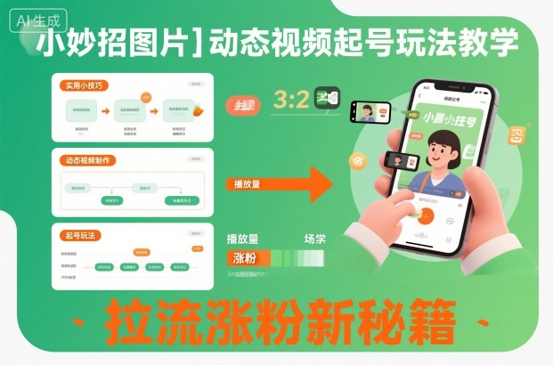 小妙招图片＋动态视频起号玩法教学，拉流涨粉新秘籍-zhichuangquan