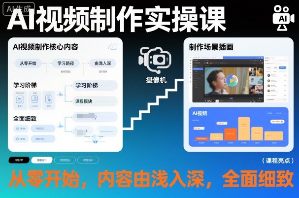 AI视频制作实操课，从零开始，内容由浅入深，全面细致-zhichuangquan