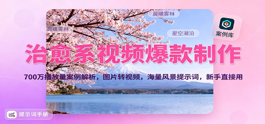 治愈系视频爆款制作，700万播放量案例解析，图片转视频，海量风景提示词，新手直接用-zhichuangquan