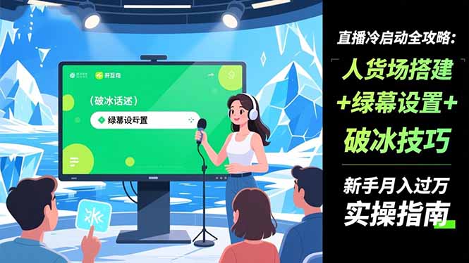 直播冷启动全攻略:人货场搭建+绿幕设置+破冰技巧，新手月入过万实操指南-zhichuangquan
