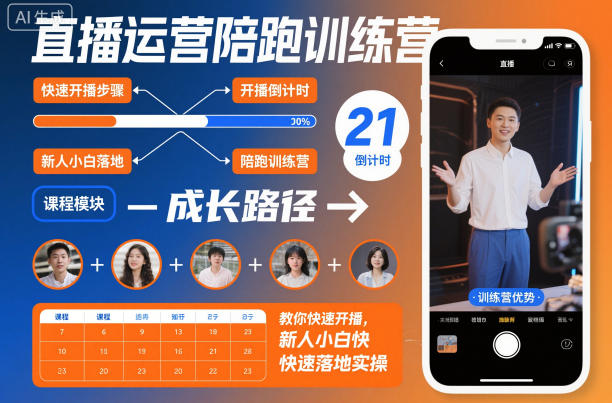 直播运营陪跑训练营，教你快速开播，新人小白快速落地实操-zhichuangquan
