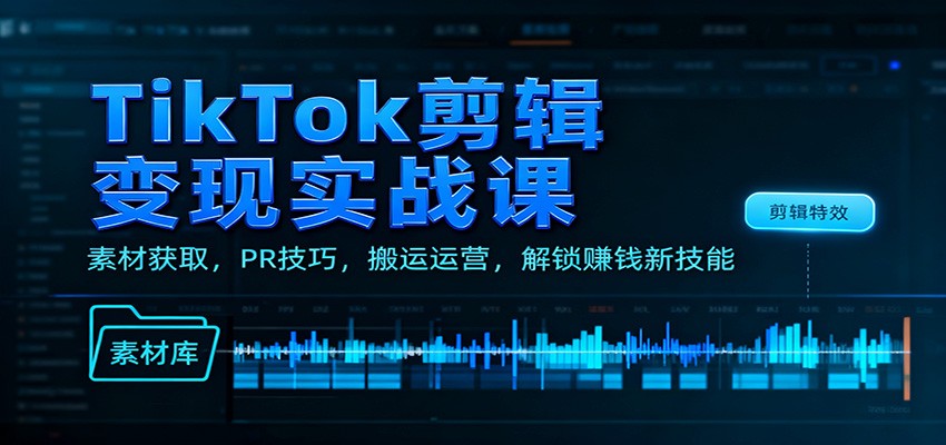 TikTok剪辑变现实战课：素材获取，PR技巧，搬运运营，解锁赚钱新技能-zhichuangquan