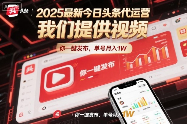 2025最新今日头条代运营，我们提供视频，你一键发布，单号月入1W【揭秘】-zhichuangquan
