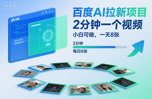 百度AI拉新项目，2分钟一个视频，小白可做，一天8张【附案例+保姆级教程】-zhichuangquan