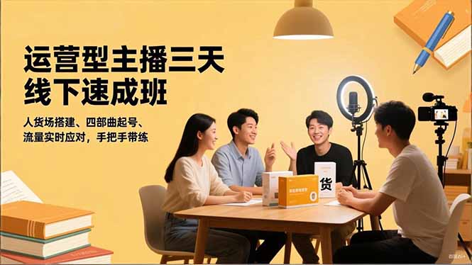 运营型主播三天线下班，人货场搭建,四部曲起号,流量实时应对，手把手带练-zhichuangquan