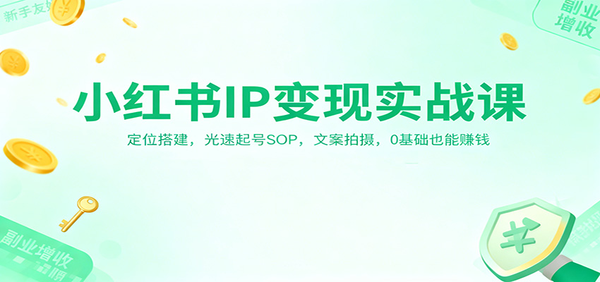 小红书IP变现实战课：定位搭建，光速起号SOP，文案拍摄，0基础也能赚钱-zhichuangquan