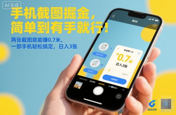 手机截图掘金，简单到有手就行！两张截图就能賺0.7米，一部手机轻松搞定，日入3张【揭秘】-zhichuangquan