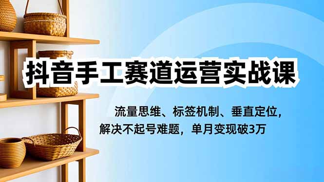 抖音手工赛道运营实战课，流量思维、标签机制、垂直定位，解决不起号难题，单月变现破3万-zhichuangquan