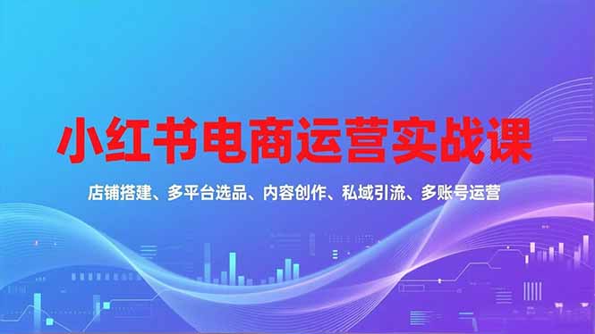 小红书电商运营实战课，店铺搭建、多平台选品、内容创作、私域引流、多账号运营等玩法-zhichuangquan