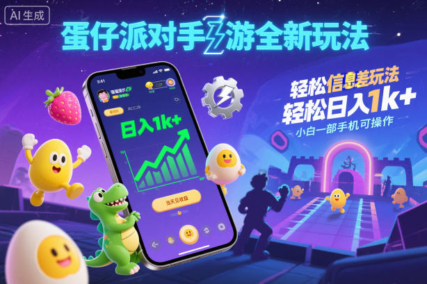 蛋仔派对手游全新玩法，轻松日入1k+，风口信息差玩法，当天见收益，小白一部手机可操作-zhichuangquan