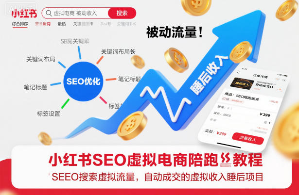 小红书SEO虚拟电商陪跑教程，实现seo搜索被动流量，自动成交的被动收入睡后项目-zhichuangquan