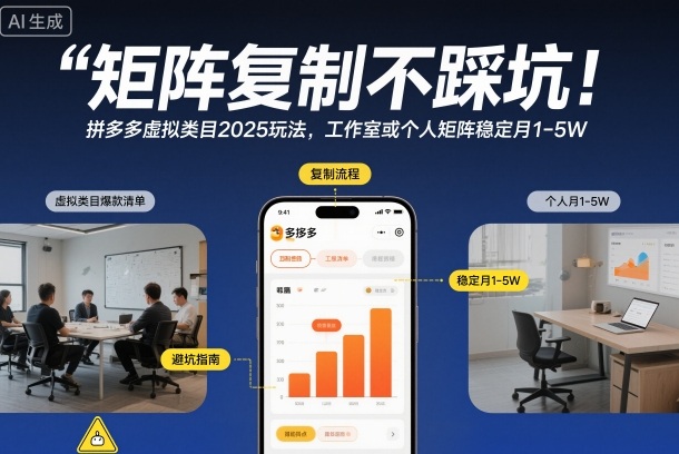 矩阵复制不踩坑！拼多多虚拟类目2025玩法，工作室或者个人矩阵稳定月1-5W【揭秘】-zhichuangquan