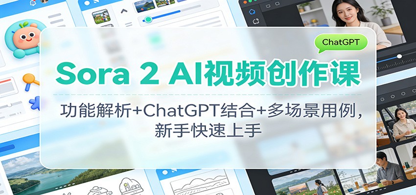 Sora 2 AI视频创作课：功能解析+ChatGPT结合+多场景用例，新手快速上手-zhichuangquan
