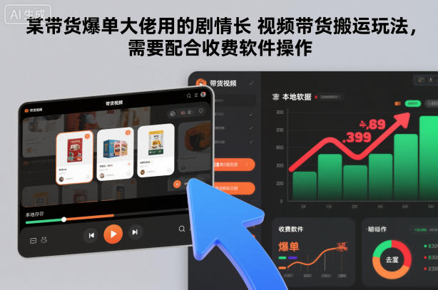 某带货爆单大佬用的剧情长视频带货搬运玩法，需要配合收费软件操作-zhichuangquan